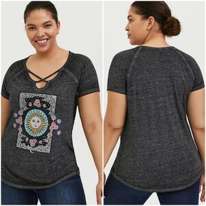 🆕️Torrid Sun & Moon Black Burnout Crisscross Tee